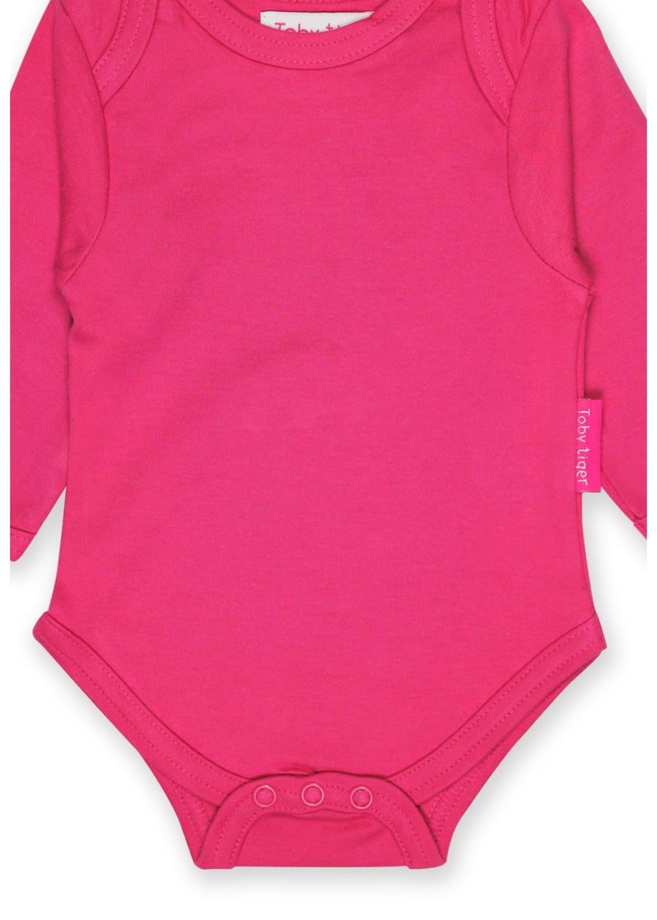 Toby Tiger Organic Pink Basic Long-Sleeved Baby Body (Newborn - 12 months)