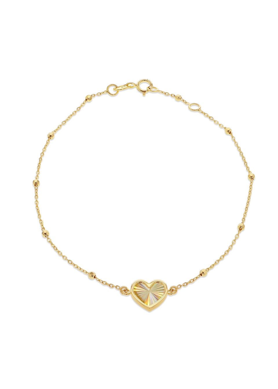 Golden Moments 9ct Yellow Gold Rainbow Heart Adjustable Trace & Ball Bracelet