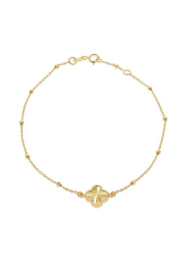 Golden Moments 9ct Yellow Gold Rainbow Petal Adjustable Trace & Ball Bracelet