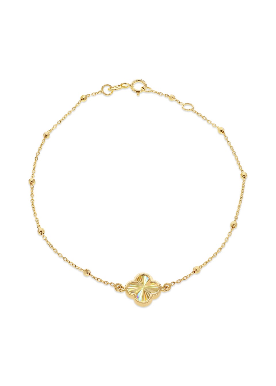 Golden Moments 9ct Yellow Gold Rainbow Petal Adjustable Trace & Ball Bracelet