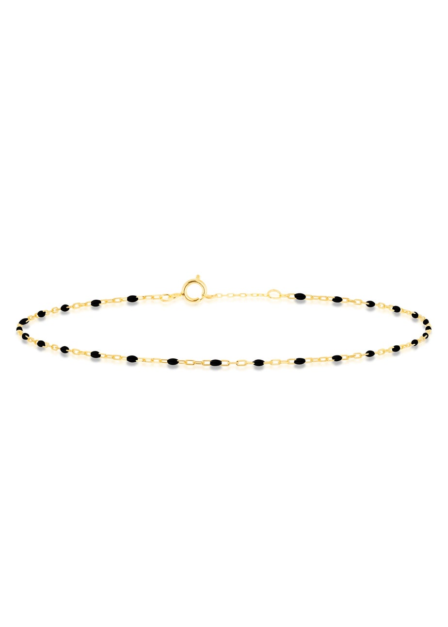 Golden Moments 9ct Yellow Gold Black Enamel Mini Paper Bracelet