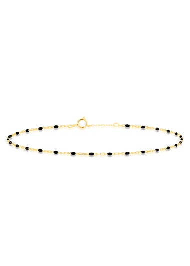 Golden Moments 9ct Yellow Gold Black Enamel Mini Paper Bracelet