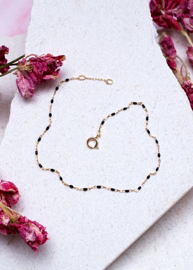 Golden Moments 9ct Yellow Gold Black Enamel Mini Paper Bracelet
