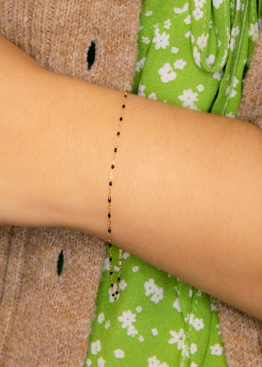 Golden Moments 9ct Yellow Gold Black Enamel Mini Paper Bracelet
