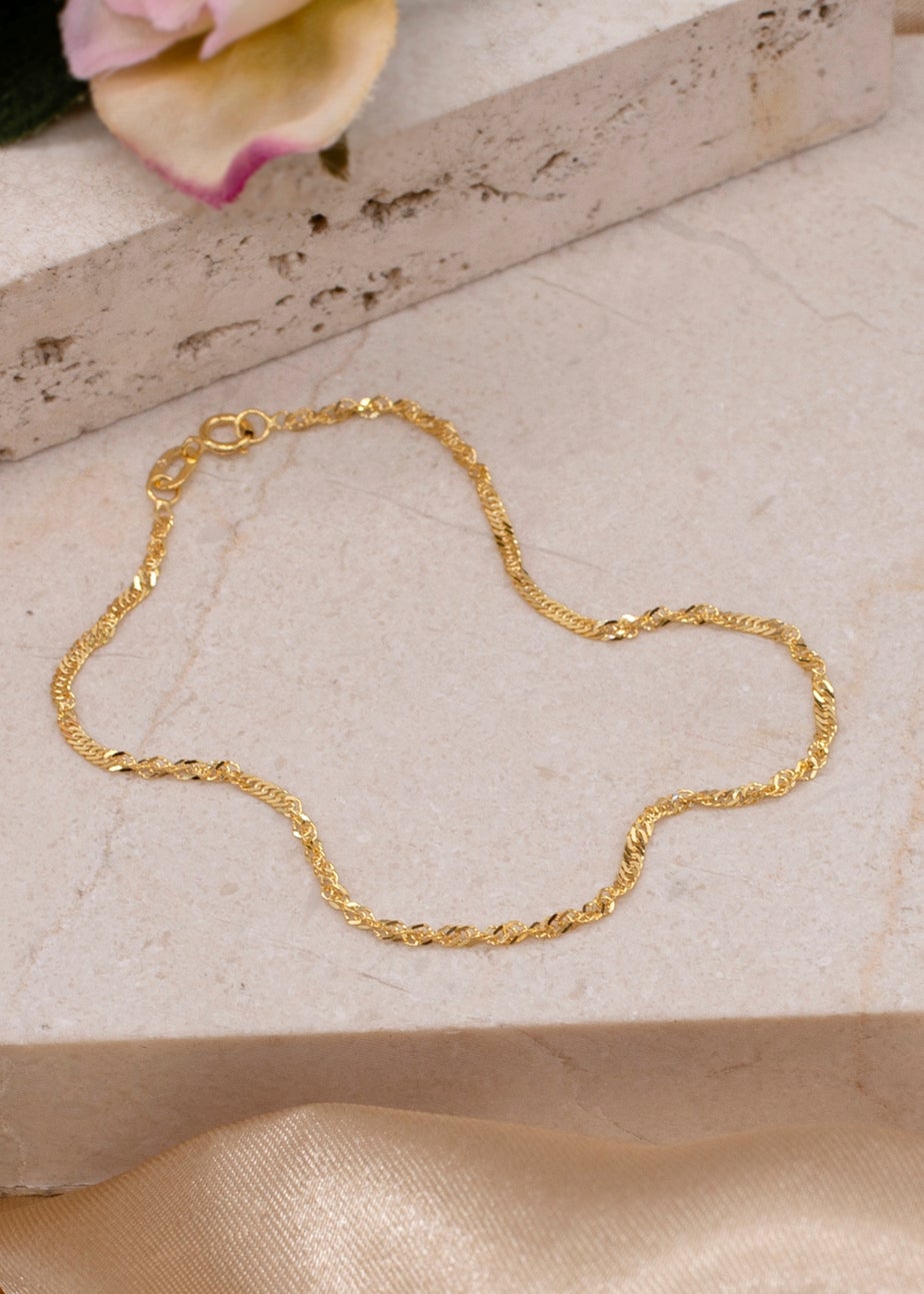 Golden Moments 9ct Yellow Gold Diamond Cut 30 Twist Curb Bracelet