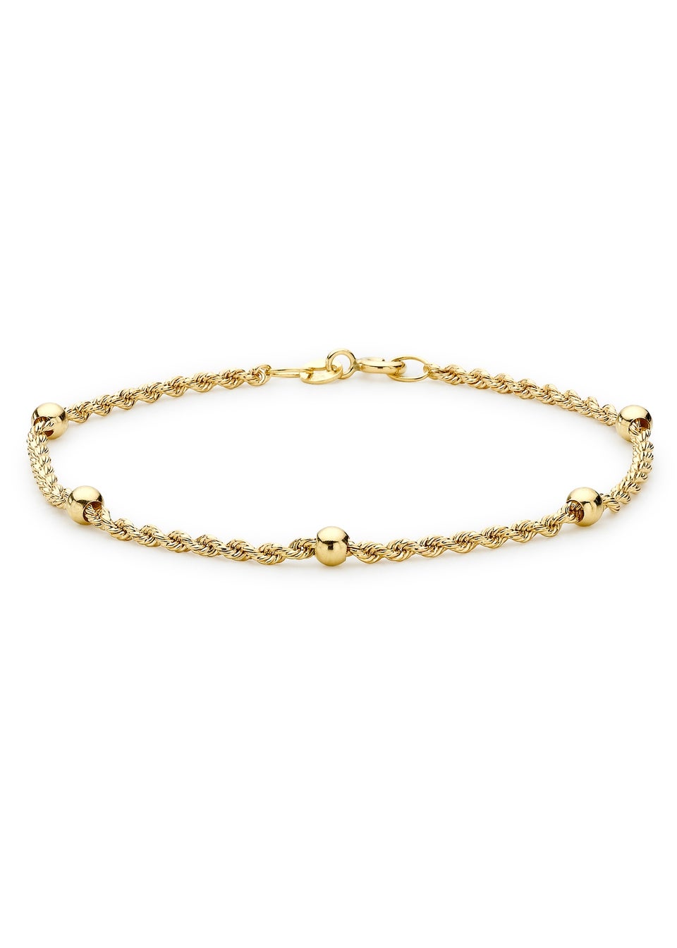 Golden Moments 9ct Yellow Gold 40 Hollow RopeandBall Chain Bracelet