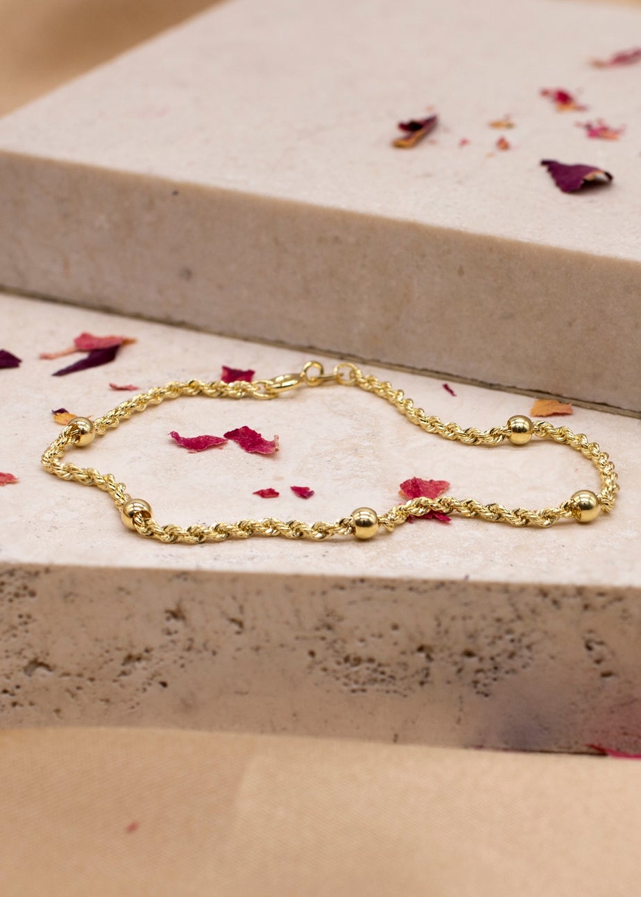 Golden Moments 9ct Yellow Gold 40 Hollow RopeandBall Chain Bracelet