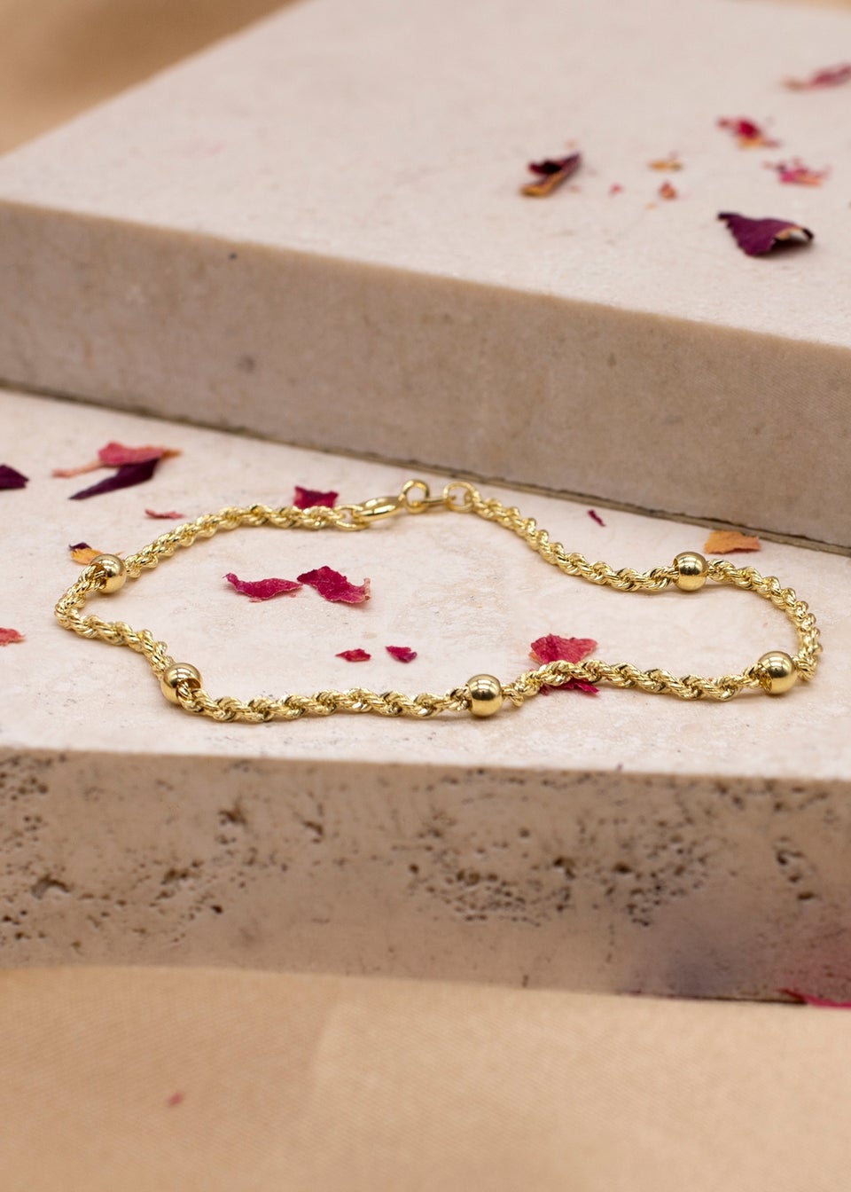 Golden Moments 9ct Yellow Gold 40 Hollow RopeandBall Chain Bracelet