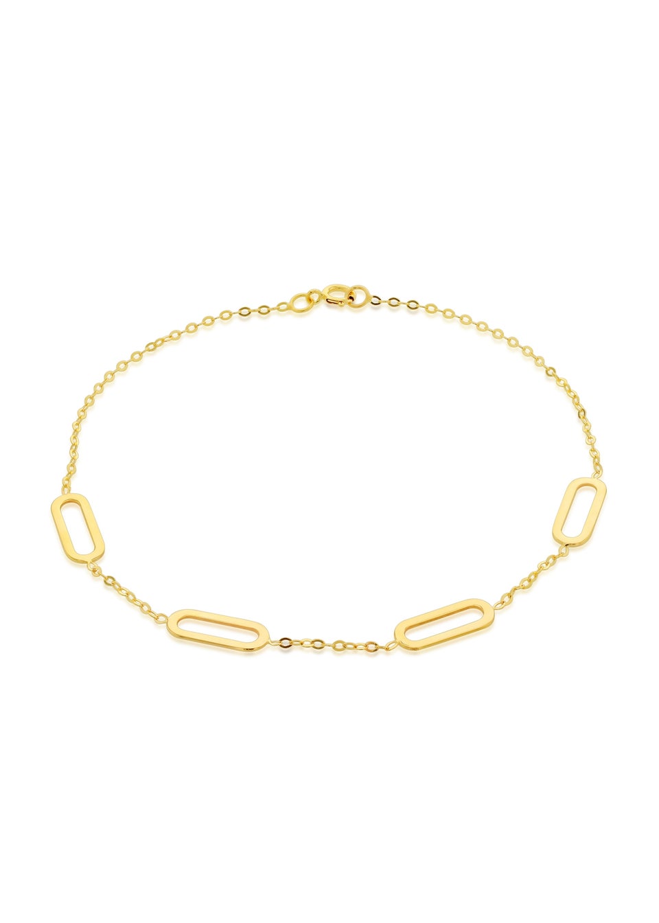 Golden Moments 9ct Yellow Gold 4.5mm x 11.5mm Paperclip Station Bracelet