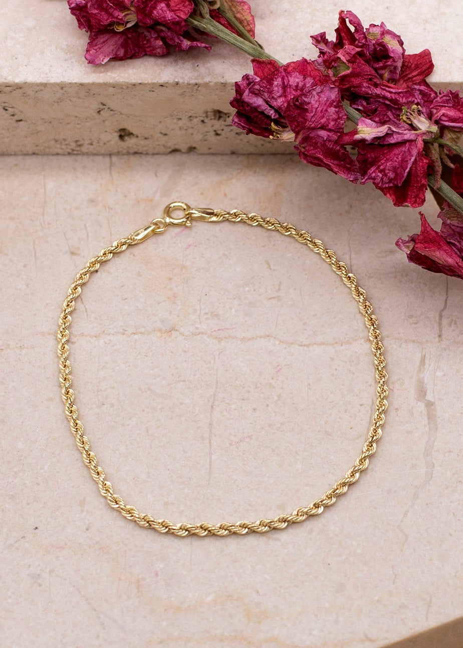 Golden Moments 9ct Yellow Gold 40 Hollow Rope Chain Bracelet