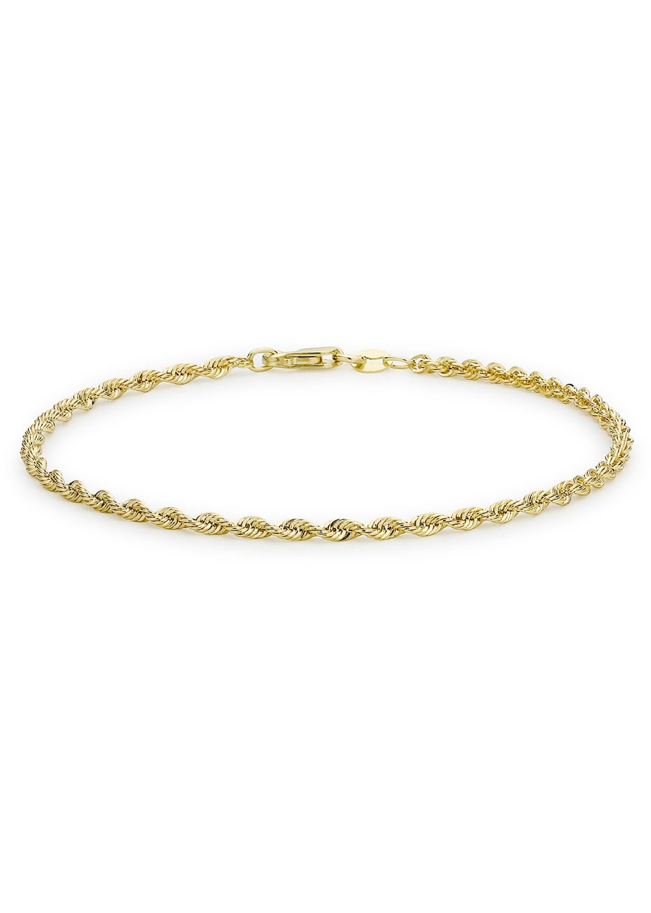Golden Moments 9ct Yellow Gold 40 Hollow Rope Chain Bracelet