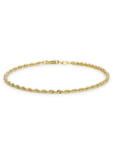 Golden Moments 9ct Yellow Gold 40 Hollow Rope Chain Bracelet