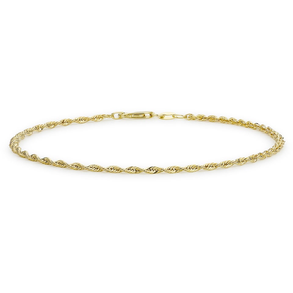 Golden Moments 9ct Yellow Gold 40 Hollow Rope Chain Bracelet