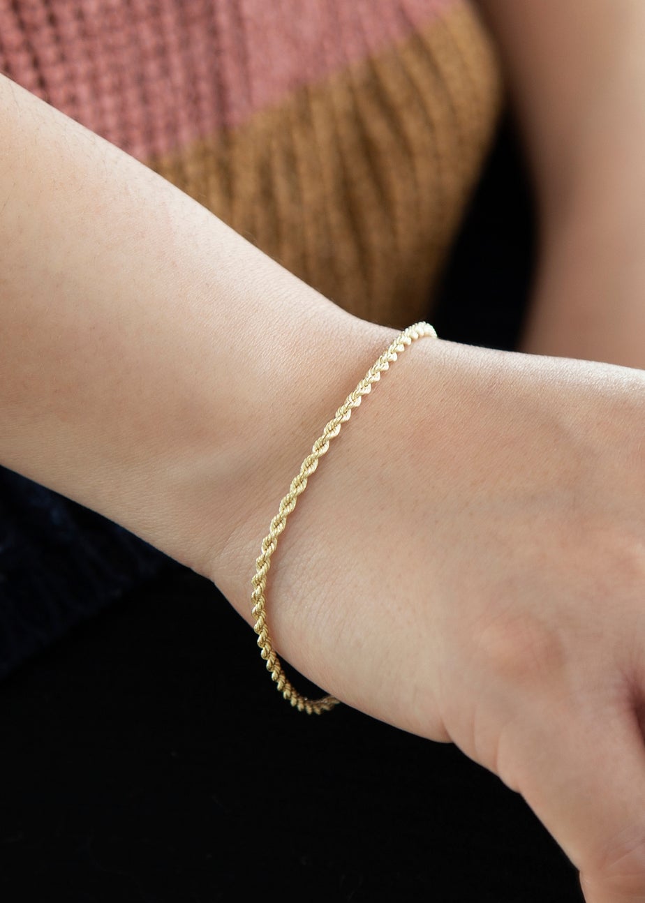 Golden Moments 9ct Yellow Gold 40 Hollow Rope Chain Bracelet