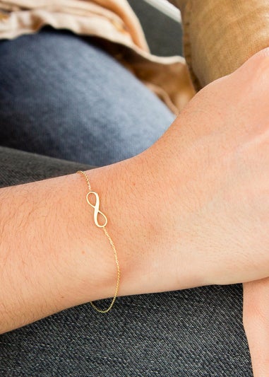 Golden Moments 9ct Yellow Gold 15.5mm x 5mm 'Infinity' Adjustable Bracelet