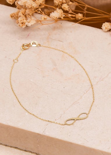 Golden Moments 9ct Yellow Gold 15.5mm x 5mm 'Infinity' Adjustable Bracelet