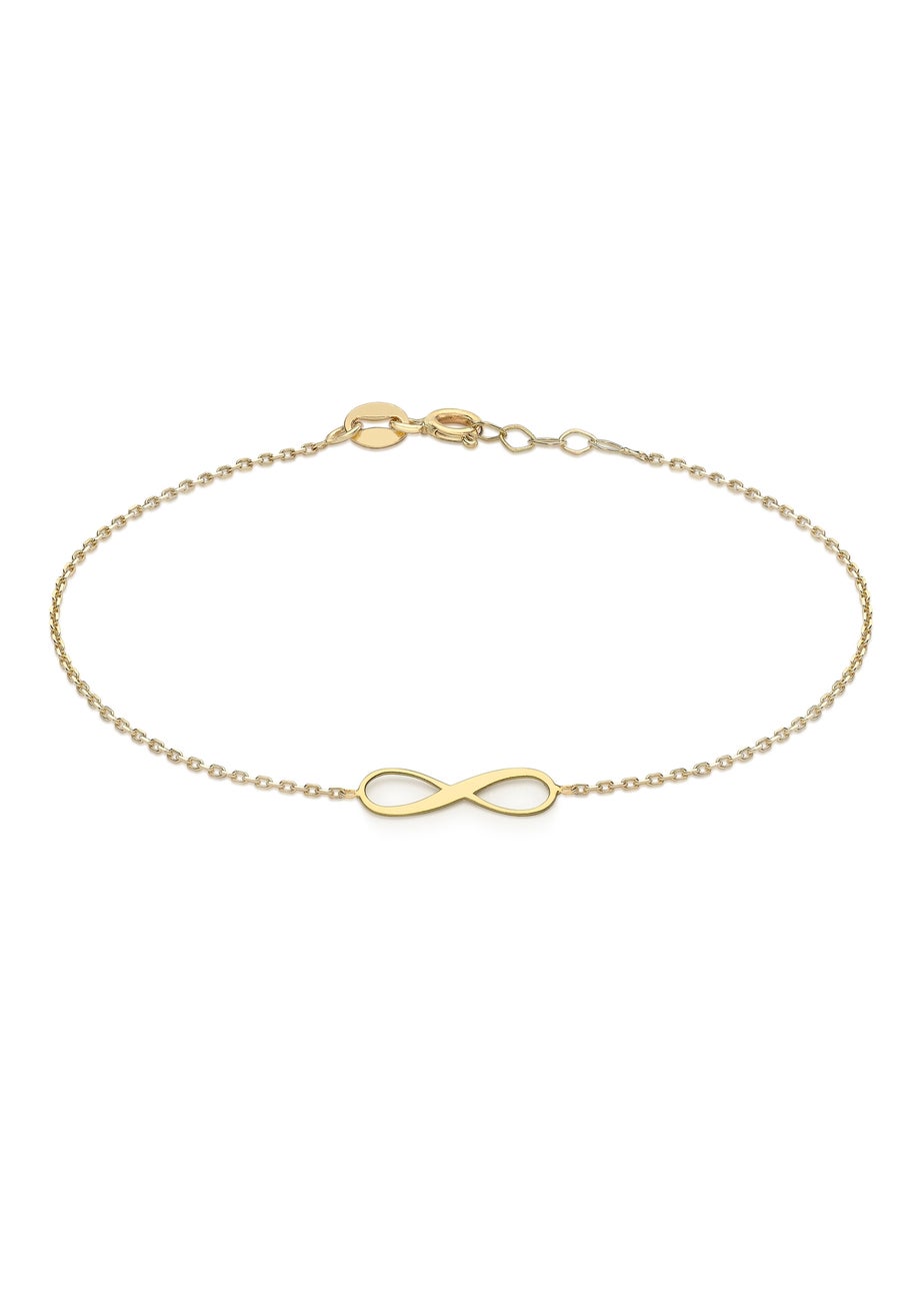 Golden Moments 9ct Yellow Gold 15.5mm x 5mm 'Infinity' Adjustable Bracelet