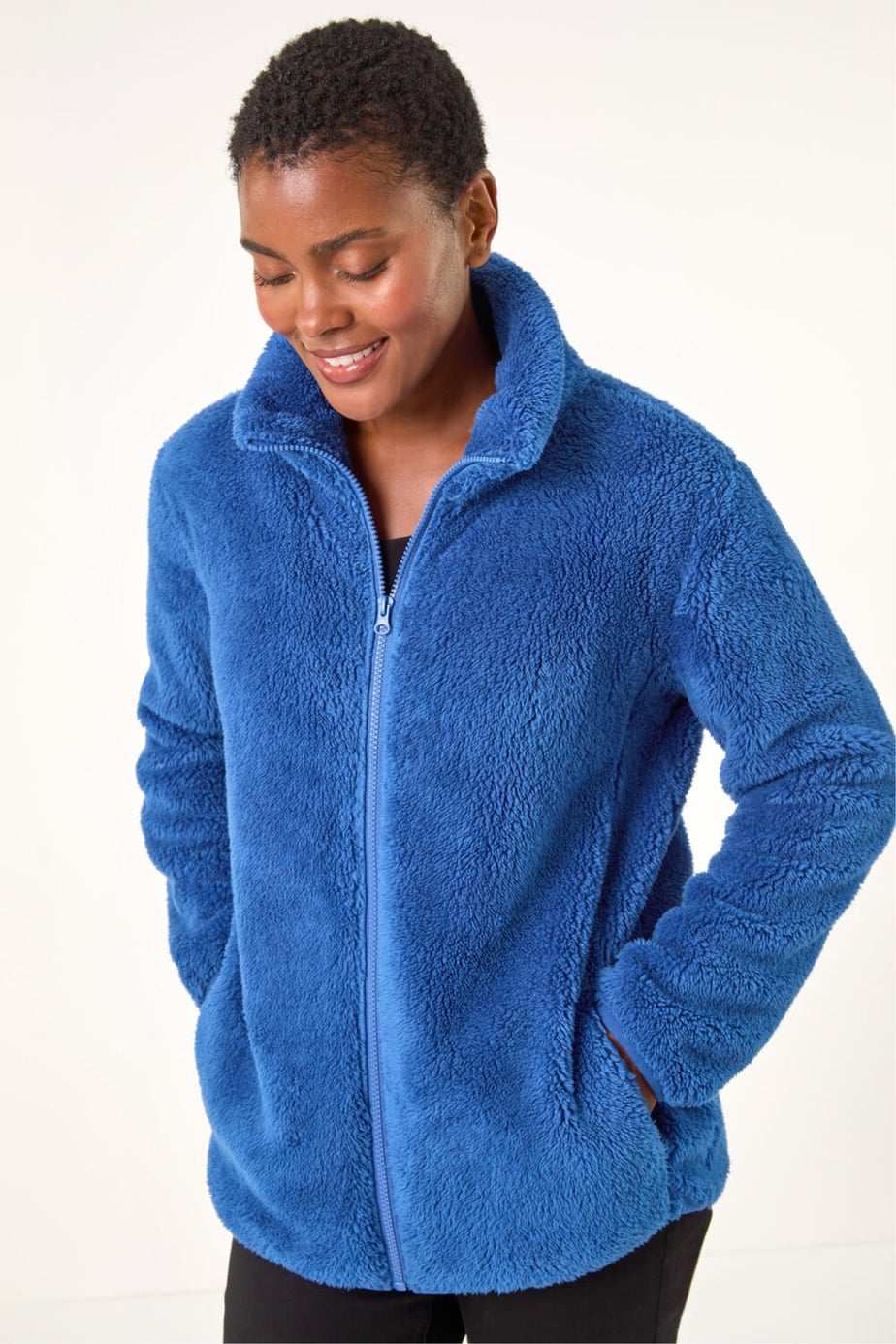 Roman Royal Blue Soft Sherpa Fleece Jacket