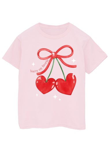 Brands In Pink Cherry Hearts T-Shirt (3-13 Years)