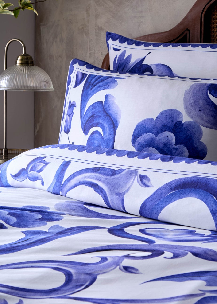 Paoletti Azzuro Printed Cotton Pillowcase