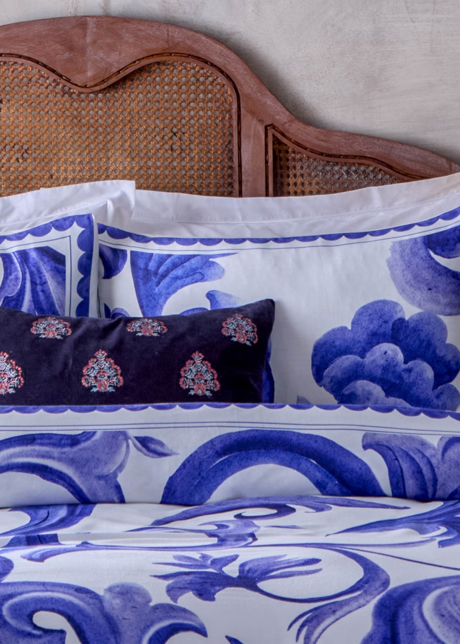 Paoletti Azzuro Printed Cotton Pillowcase