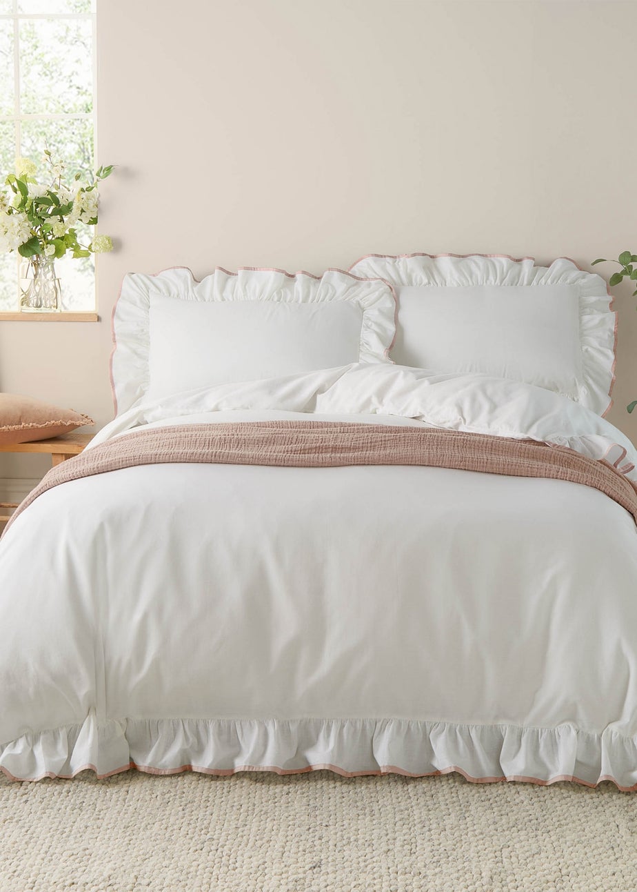 Wylder Blousey Cotton Ruffle Duvet Cover Set Pink