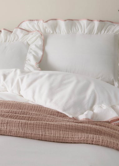 Wylder Blousey Cotton Ruffle Duvet Cover Set Pink