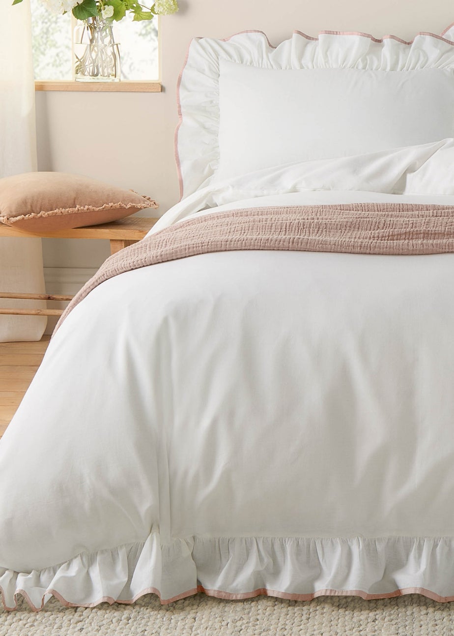 Wylder Blousey Cotton Ruffle Duvet Cover Set Pink