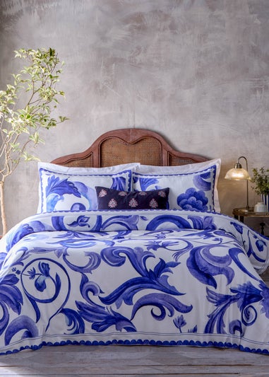 Paoletti Azzurro Printed Cotton Duvet Cover Set