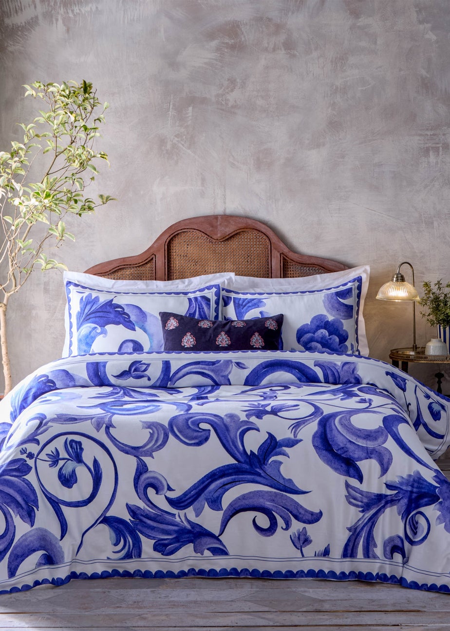 Paoletti Azzurro Printed Cotton Duvet Cover Set