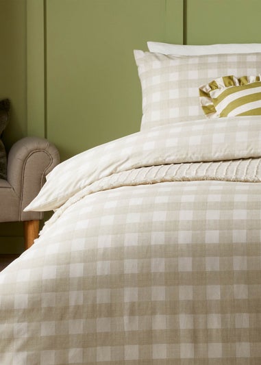 furn. Hartsford Check Printed Duvet Cover Set Neutral