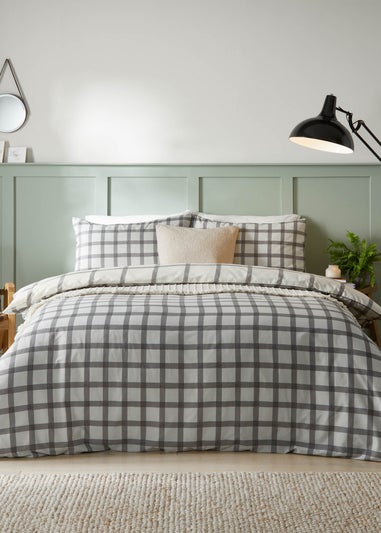 furn. Canberra Check Printed Duvet Cover Set