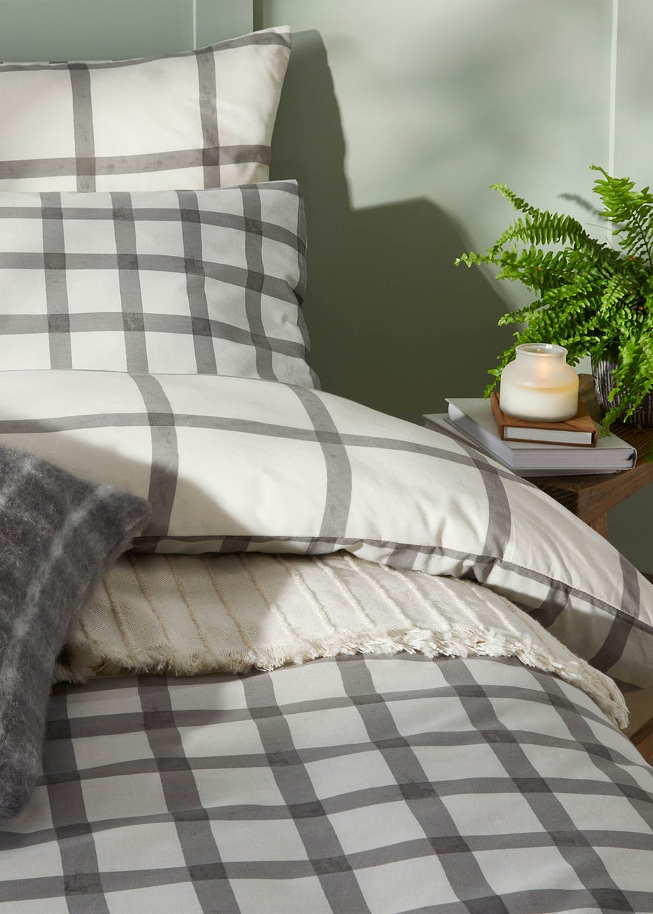 furn. Canberra Check Printed Duvet Cover Set
