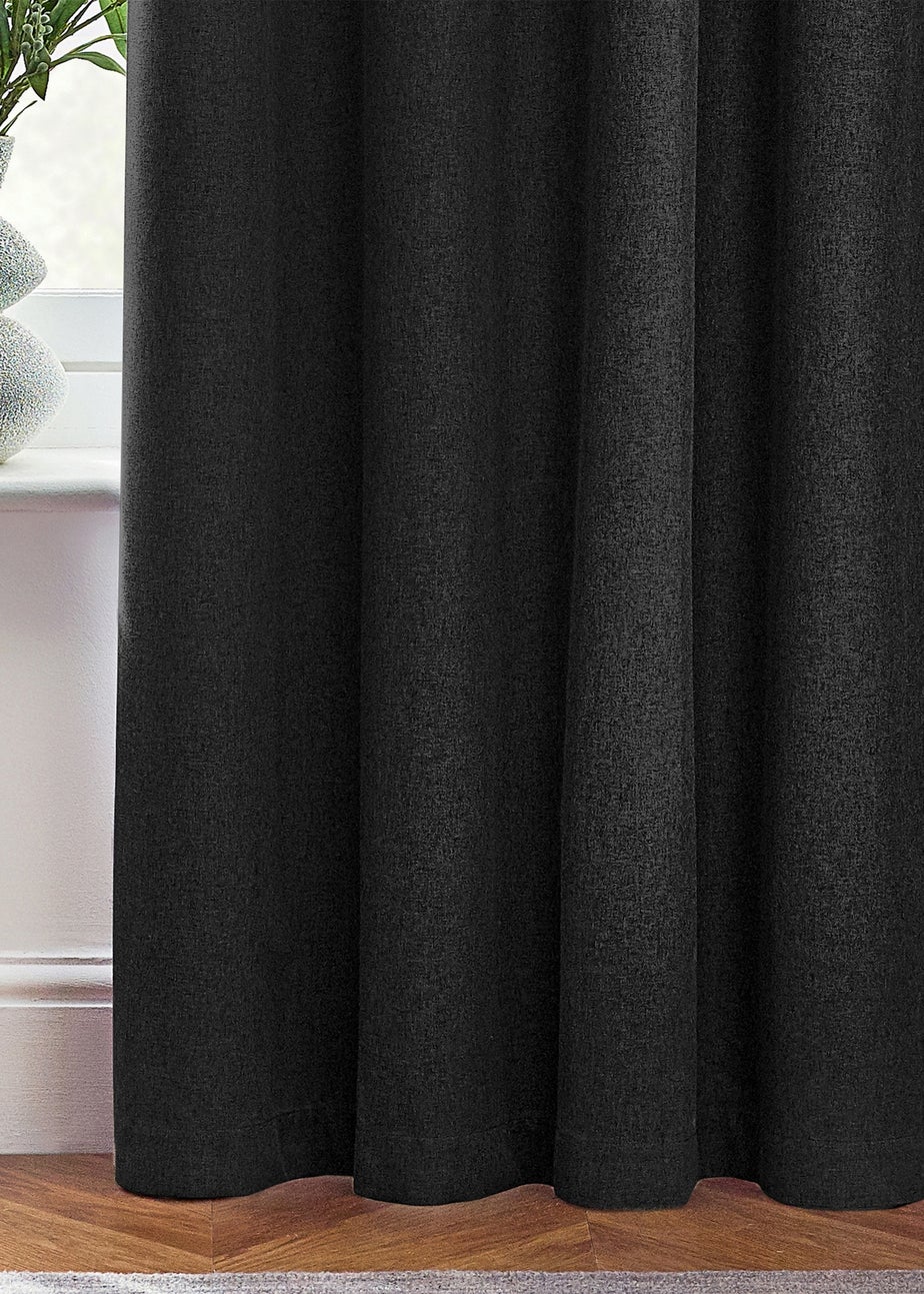 furn. Dawn 100% Blackout Thermal Eyelet Curtains Black
