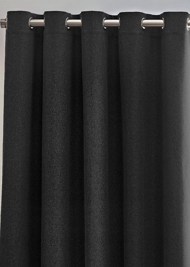 furn. Dawn 100% Blackout Thermal Eyelet Curtains Black