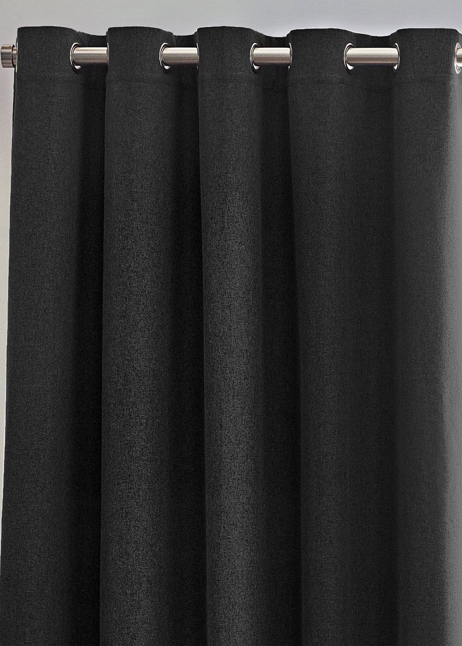 furn. Dawn 100% Blackout Thermal Eyelet Curtains Black