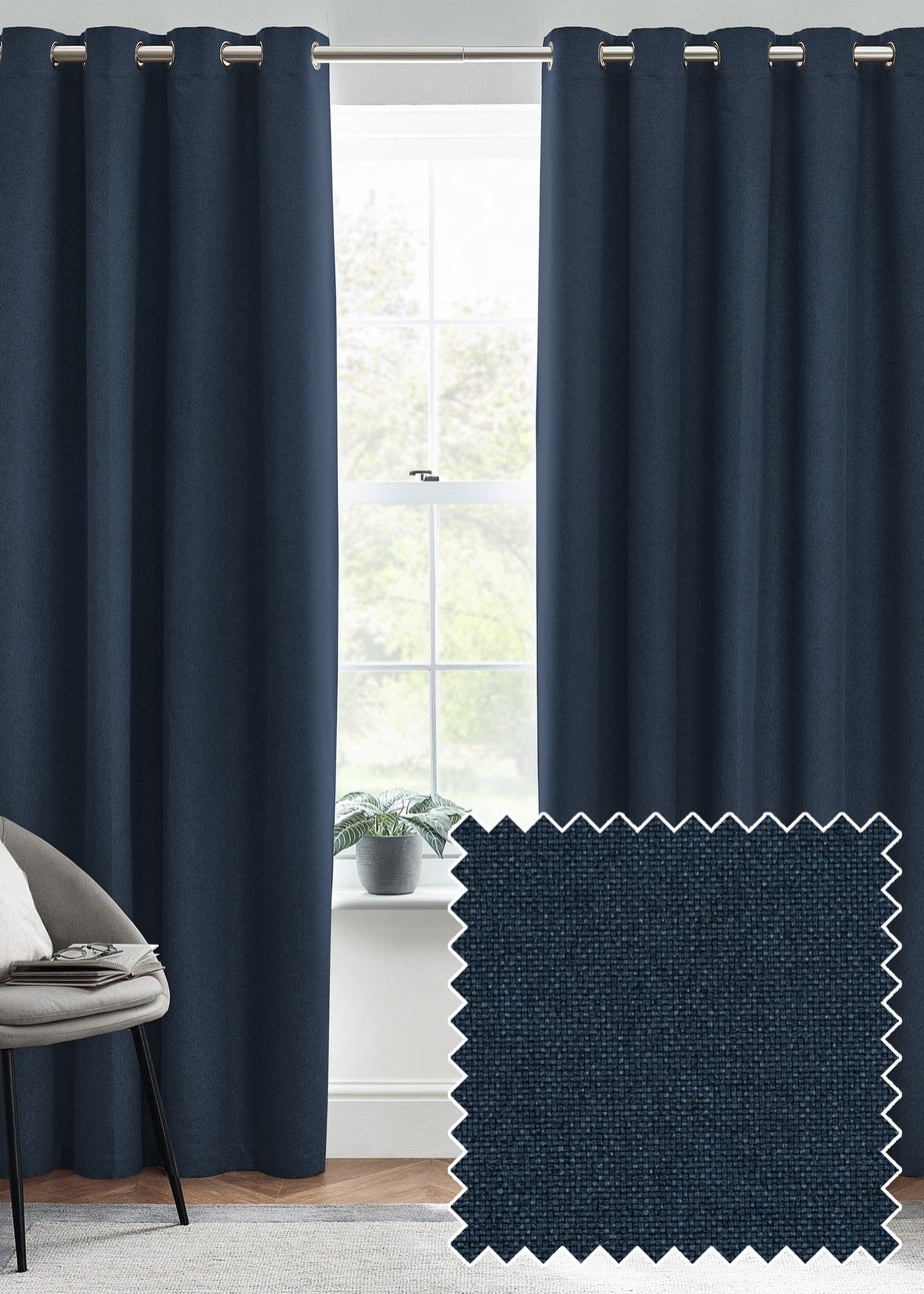 furn. Dawn 100% Blackout Thermal Eyelet Curtains Midnight