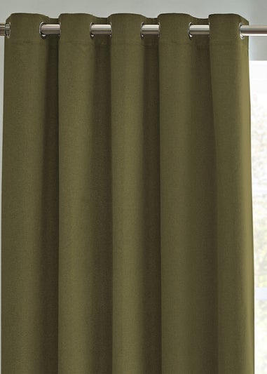 furn. Dawn 100% Blackout Thermal Eyelet Curtains Olive
