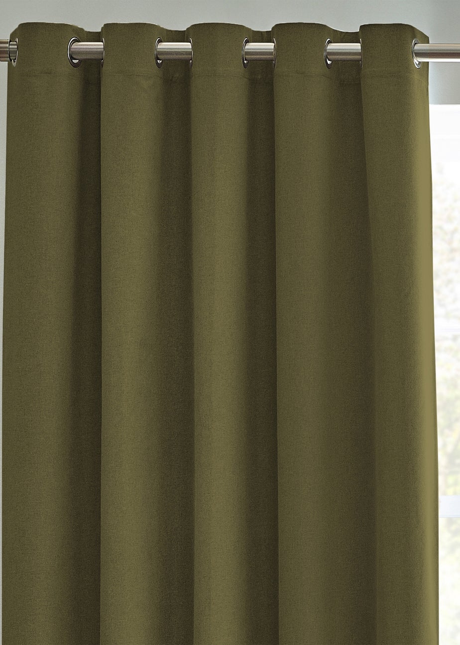 furn. Dawn 100% Blackout Thermal Eyelet Curtains Olive
