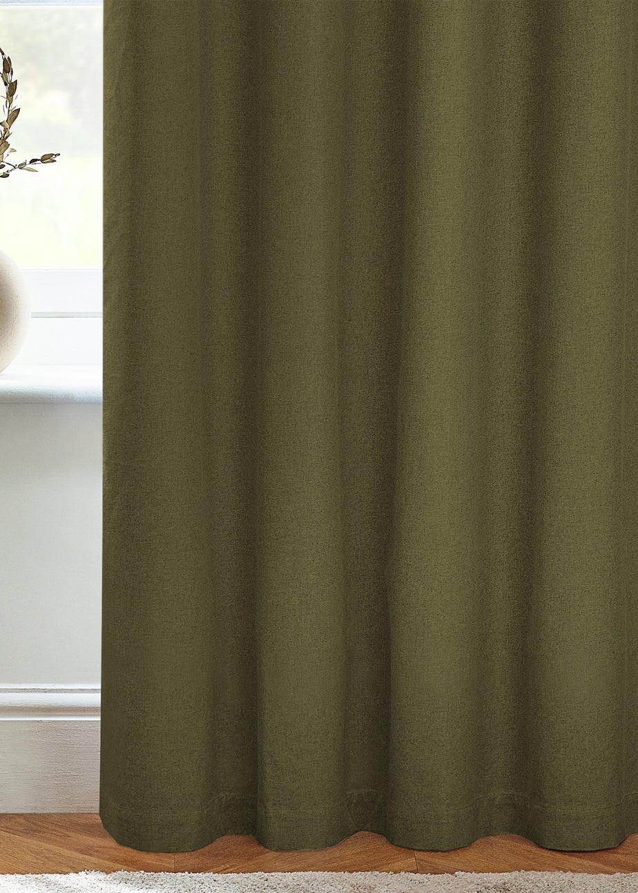 furn. Dawn 100% Blackout Thermal Eyelet Curtains Olive