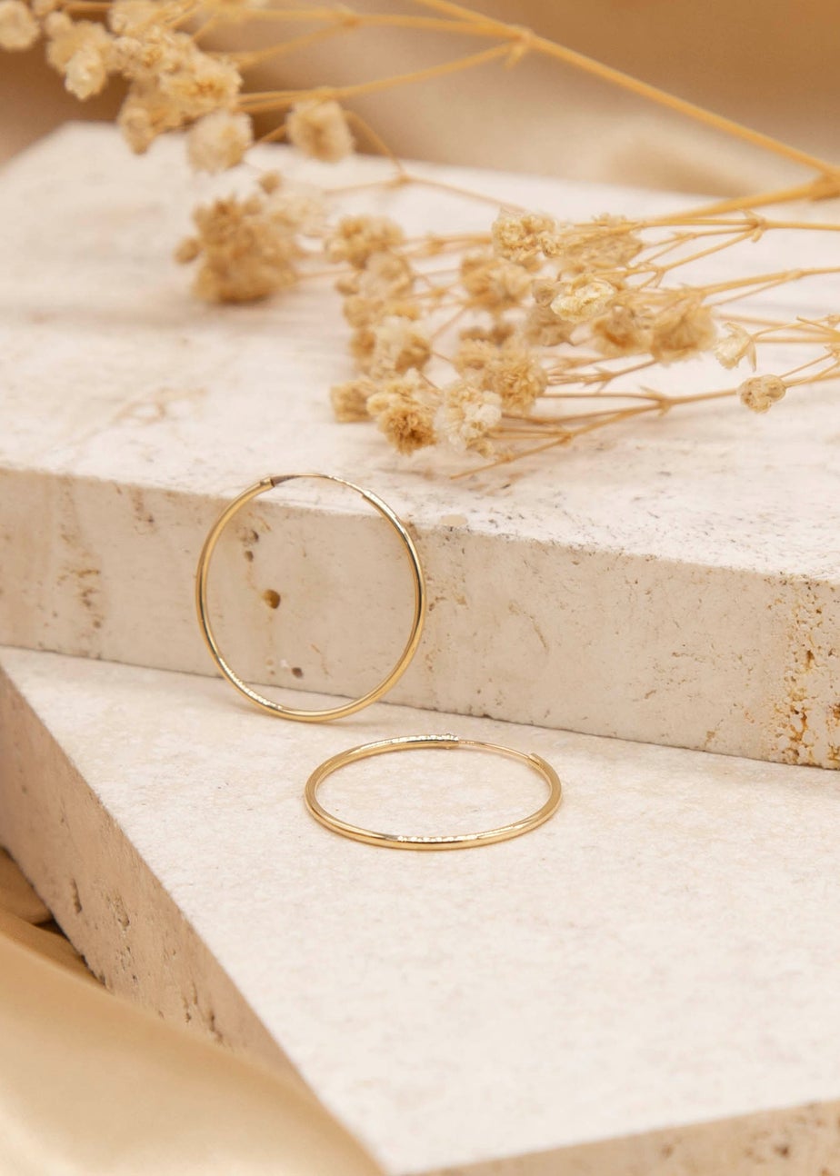 Golden Moments 9ct Yellow Gold Plain Sleeper Hoop Earrings