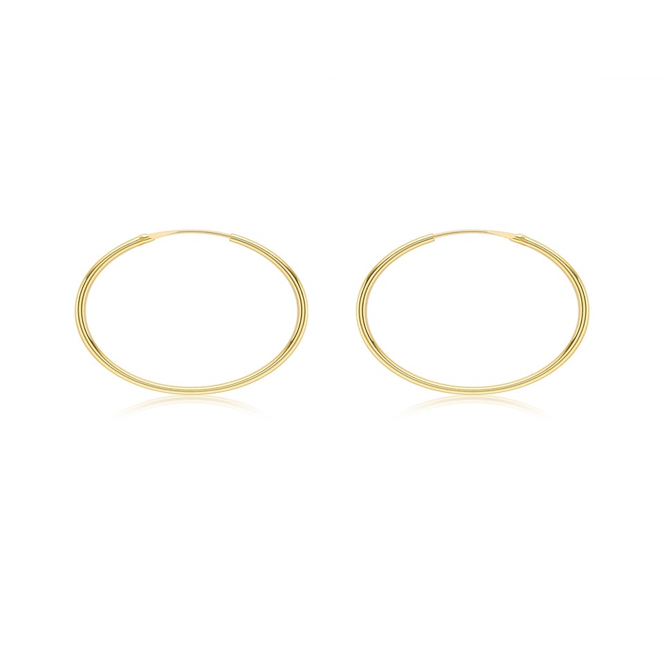 Golden Moments 9ct Yellow Gold Plain Sleeper Hoop Earrings