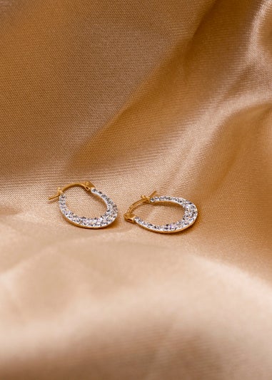 Golden Moments 9ct Yellow Gold Crystalique Creole Earrings