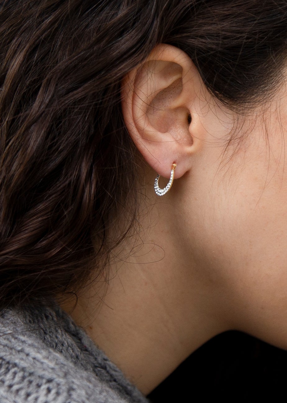 Golden Moments 9ct Yellow Gold Crystalique Creole Earrings