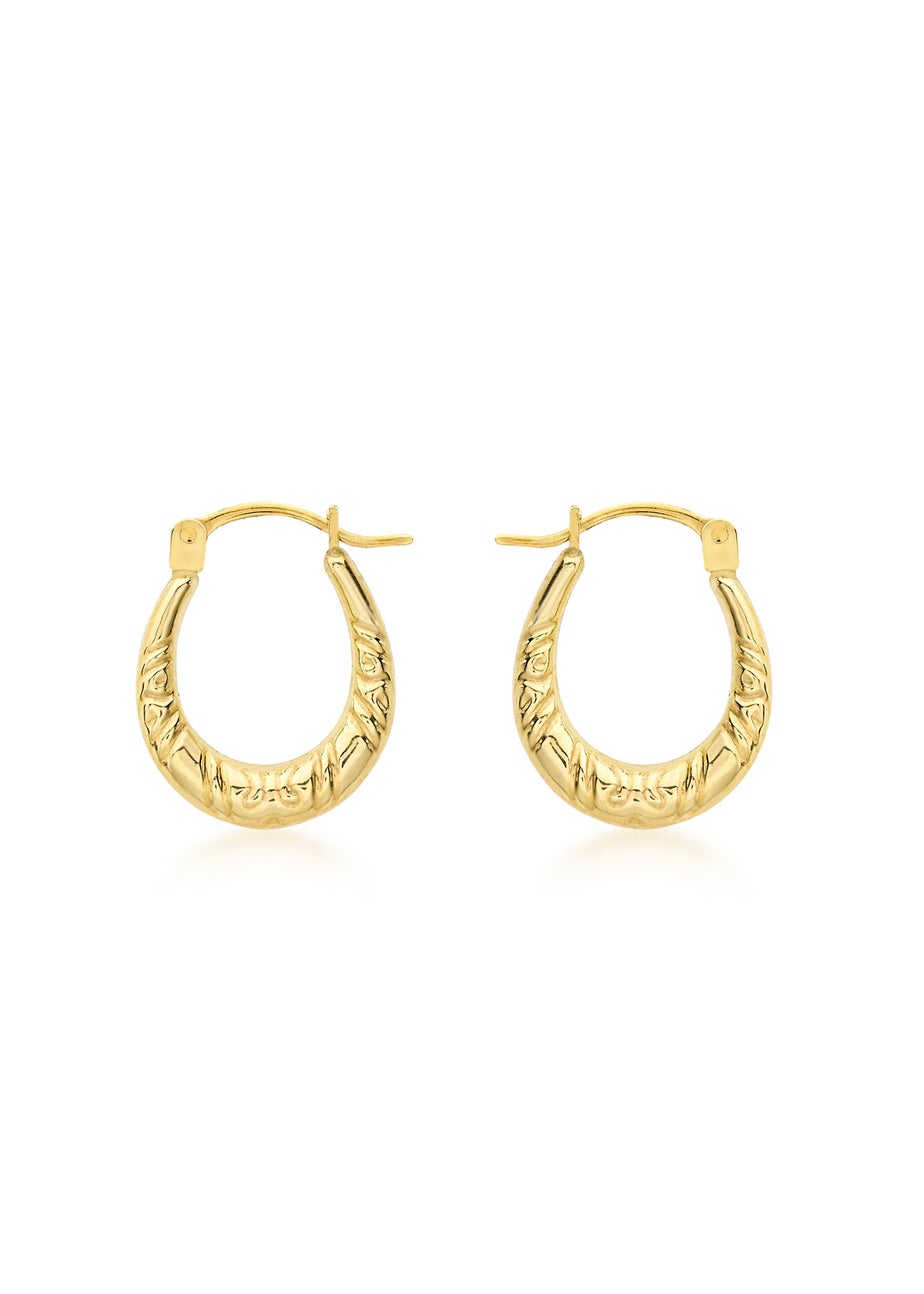 Golden Moments 9ct Yellow Gold Crystalique Creole Earrings