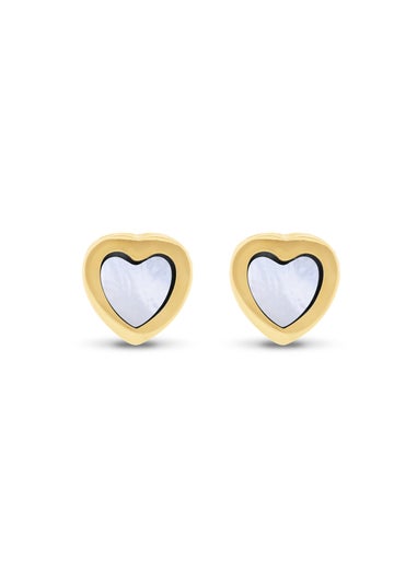 Golden Moments 9ct Yellow Gold Mother of Pearl Heart Stud Earring