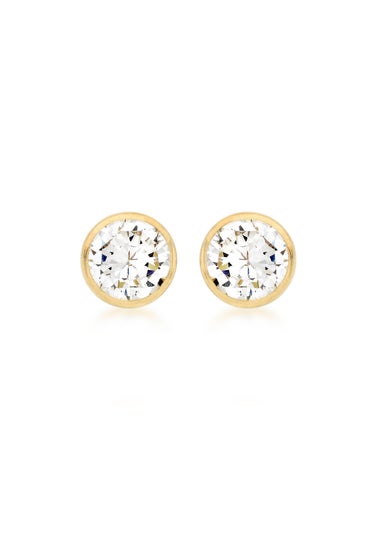 Golden Moments 9ct Yellow Gold CZ Round Stud Earrings