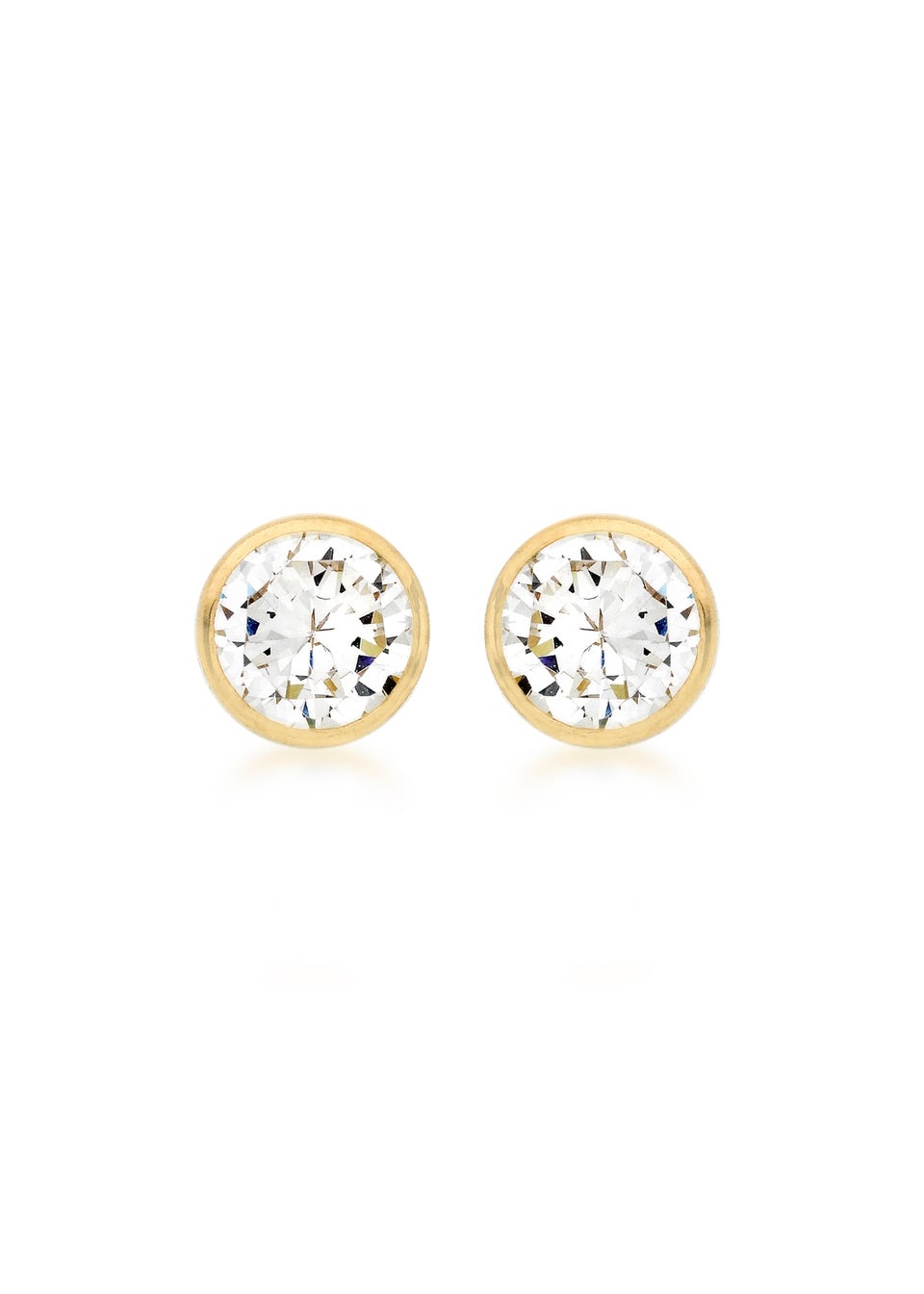 Golden Moments 9ct Yellow Gold CZ Round Stud Earrings