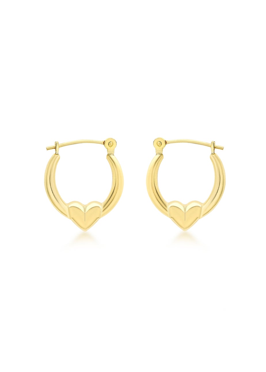 Golden Moments 9ct Yellow Gold Crystalique Heart Creole Earrings