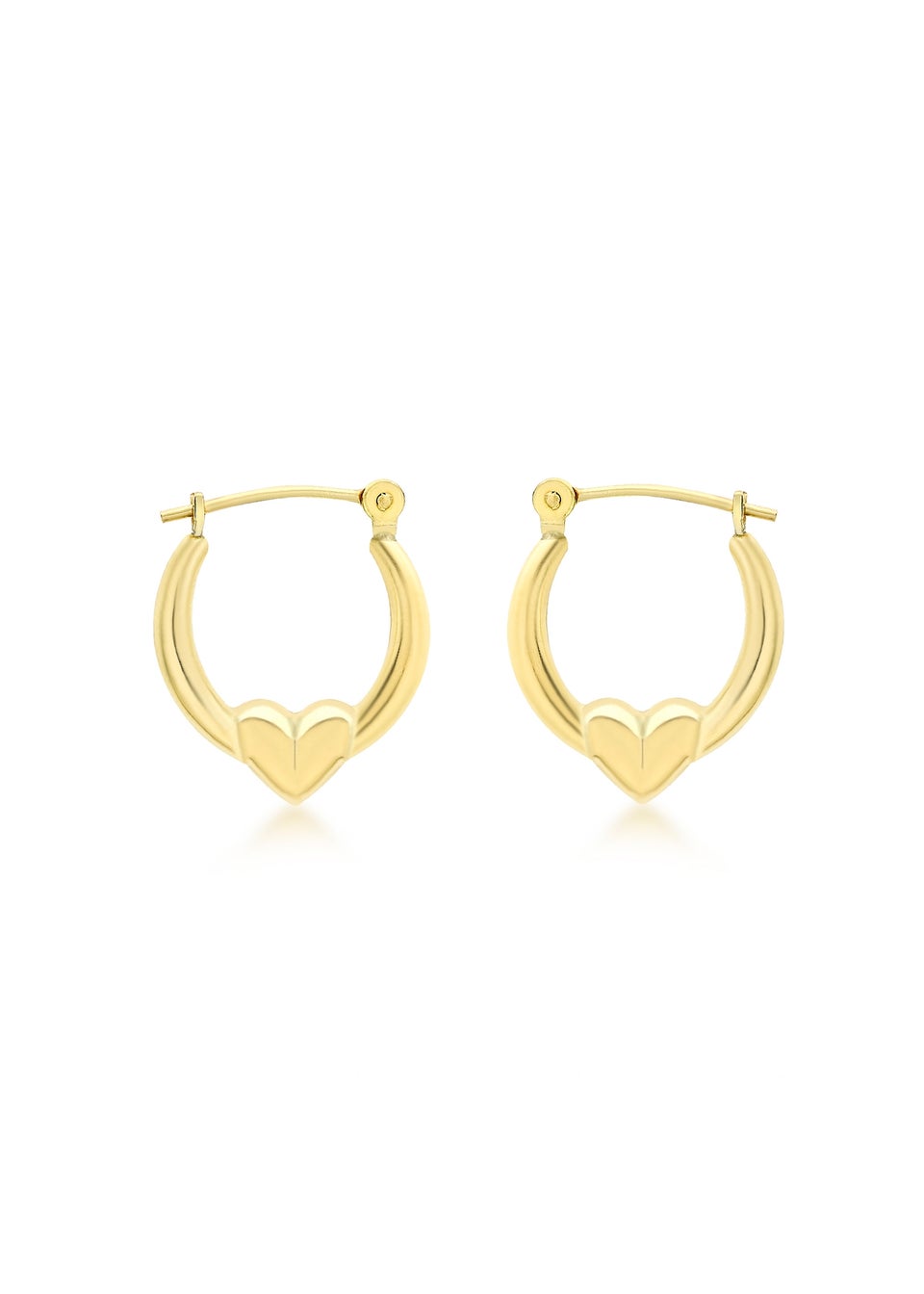 Golden Moments 9ct Yellow Gold Crystalique Heart Creole Earrings